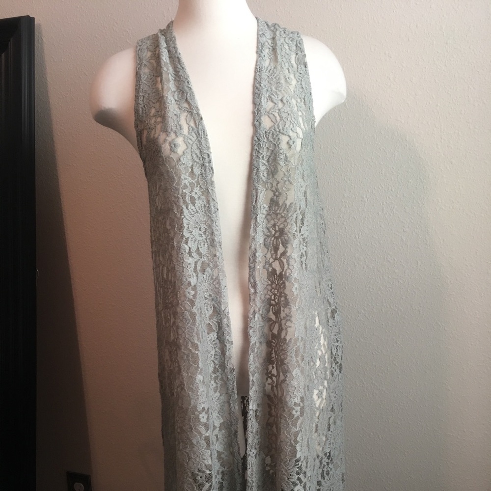 Silver/Grey Lace Vest